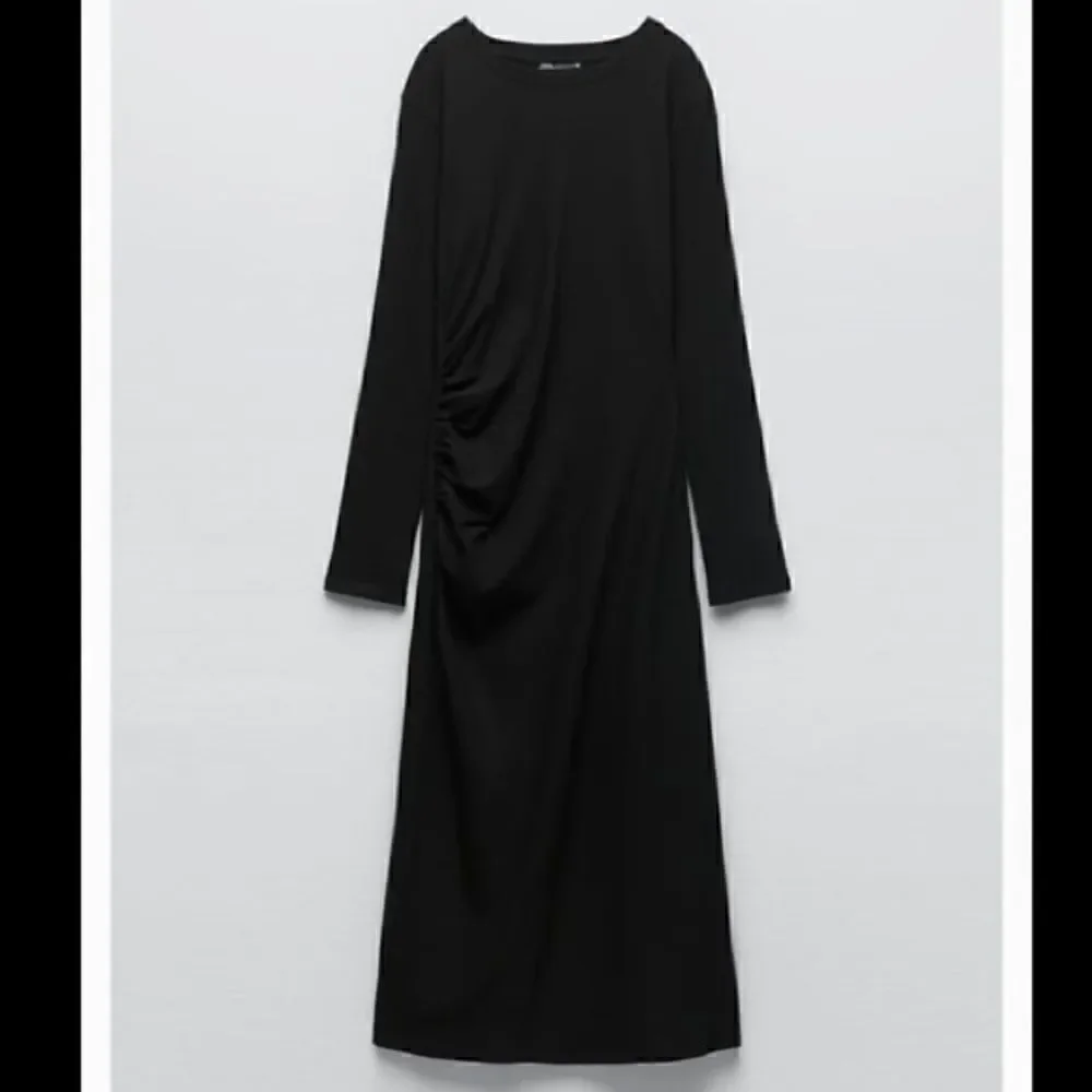 Zara Ruched Black Dress Size Large